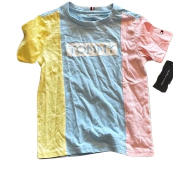 TOMMY HILFIGER Big Boys Stencil Blocked Short Sleeves T-shirt Multicolor Size M - Picture 13 of 15